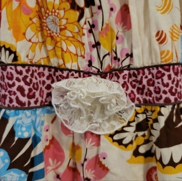 Ann Loren Cream And Multicolored Floral Dress - Size 9-10 Years - Picture 6 of 6